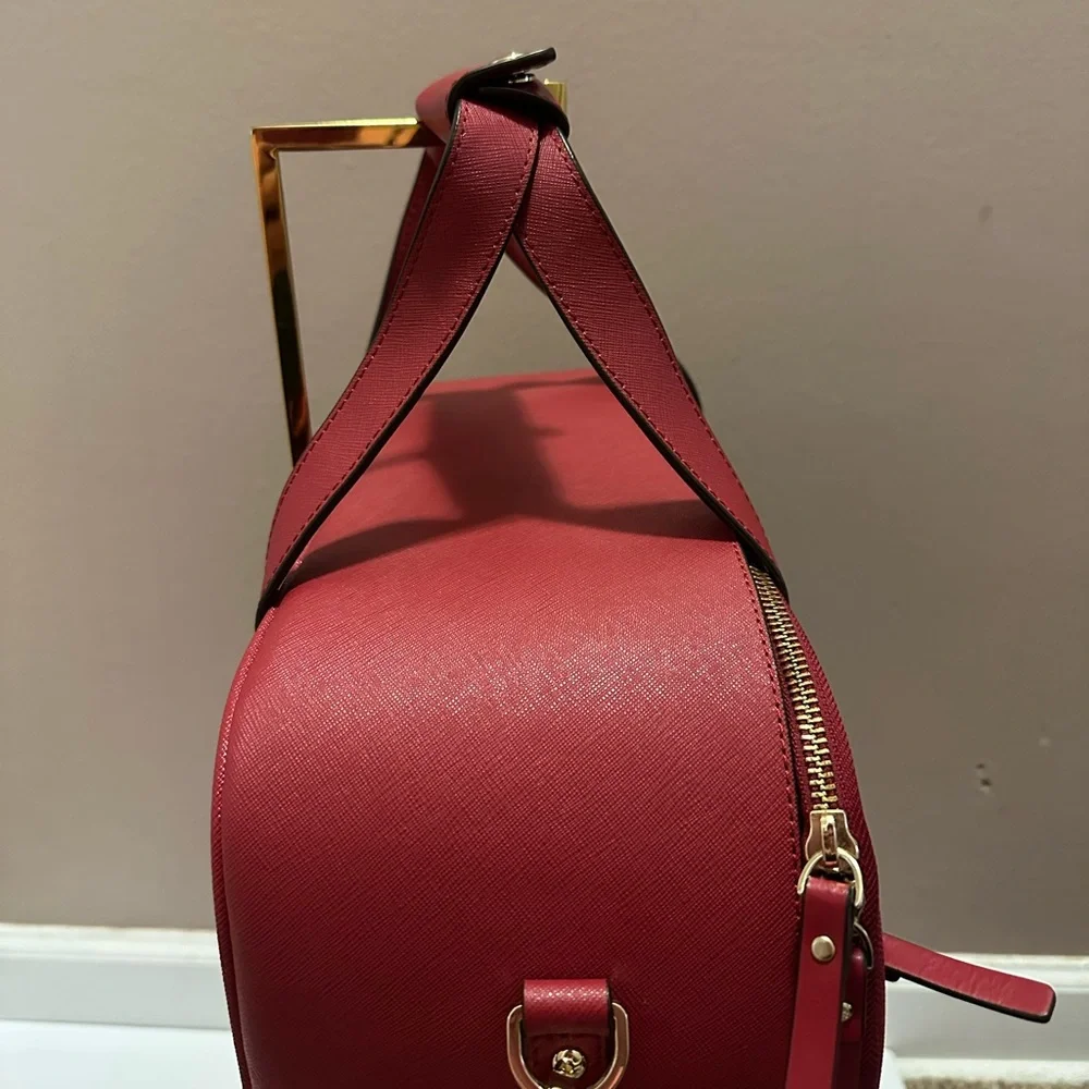 Kate Spade EUC Red Saffiano Leather Bon Voyage Suitcase Topper Travel Bag